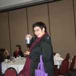 Student holds up Diet Pepsi at conference